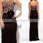 Sexy leopard lace stitching Chest wrap cocktail evening dress