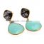 Sterling Silver Aqua Chalcedony/Black Rutile Quartz Gemstone Earrings