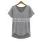 (Trade Assurance)wholesale 220g 95%cotton 5%spandex short sleeve v neck plain dyed women fitness t shirt