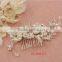 Stunning Vantage Clear Crystal Pearls Flower Wedding Hair Comb Dangle Crystal Bridal Hair Accessorie