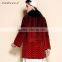 Winter Long Red Women's Sheep Fur Coat with fox collar