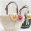 4 Color Wheat Straw Women Tote Beach Bag With Round Handle Big Size Bag and Flower Decoration