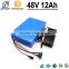 PVC Case 13s 15amq BMS 2.0A Charger electric bike battery 48v 12ah 1000w 48v battery made in china