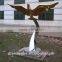 Mirror finish outdoor bird sculpture in stainless steel material