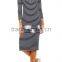 OEM Stylish Casual Wear STRIPE KNIT Bodycon Midi Dress WITH DENIM COLLAR TRIM