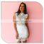 2016 Hot Selling Beautiful Lady One Piece White Crochet Summer Midi Bodycon Dress With Back Zipper