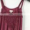 Women hot sell stocklots branded garment wash sexy lace tank top