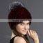 CX-C-206B Fox Fur Ball Mink Fur Knitted Winter Pompom Hat