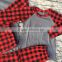 2017new wholesale family christmas pajamas sets girls cotton plaid pjs adults and child clothing sets