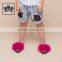 Modern design hot selling kids fox fur pvc slide sandals girls real pink fur slipper