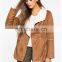 women elegant luxe faux suede warm coat wholesale made in china