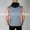 tapered fit flexible stretch mens sleeveless hoodie