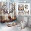 i@home eco friendly tree deer mouldproof animal polyester shower curtain and rug set print