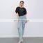 TWOTWINSTYLE Casual Print Hit Color Women High Waist Slim Elastic Fabric Boot Cut Pants