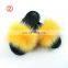 Women Faux Fox Fur Slippers Fluffy Flat Home sandals  Woman Fuzzy Plush Casual Shoes solid color