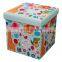 Customized Lovely Cartoon Living roo Furniture polyester fabric Storage Bench Ottoman Stool Toy Storage Stool