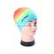 Factory Custom Rainbow Colorful Waterproof Silicone Ear Long Hair Protection Swim Pool Swimming Cap Swimwear Hats for Adults
