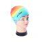 Factory Custom Rainbow Colorful Waterproof Silicone Ear Long Hair Protection Swim Pool Swimming Cap Swimwear Hats for Adults