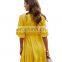 Wholesale Custom-made Women's Clothing Western-style Summer Solid Color Temperament to Work Leisure Pure Color Breathable Dress