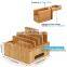 Bamboo Charge Station Organizer for Multiple Devices, Desktop Docking Station Compatible with cell Phone Tablet, iWatch, Airpod