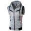 2022 OEM custom print cotton casual men pocket sleeveless hoodie