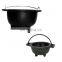China cast iron camping pot with black surface and handle