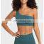 Wholesale Custom Ribbed One Shoulder Sexy Sports Gym Bra Top Ladies Outdoor Fitness Yoga Wear Clothing For Women