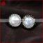 Factory wholesale fashion lady pearl clip-on earrings in silver sterling jewelry with gun- black CZ                        
                                                Quality Choice