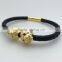 Black and gold man bracelet / Genuine Python skin bracelet / 18k gold Python bracelet