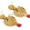 Indian Antique Gold Plating With Ruby Drop Earring For Women