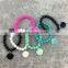 Stretch Colorful Glass Beads Bracelet With Enamel Quatrefoil Disc Charm for Monogram