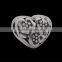 Flower Pattern Heart Shape 316L Stainless Steel Large Hole European Charms Spacer Beads For Charm Bracelet SEB-LG188