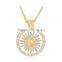 Hollow Out Long Chain Necklace Sun Flower Round Gold Plated Rhinestone Pendant Necklace for Women Jewelry Gifts