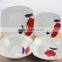 Hot sale wholesale ceramic bow dinnerware, porcelain square dinner set with flower design