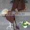 Winter Wool Scarf Knitting Kids Caps with Raccoon Fur Pompoms