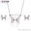 Wedding Jewelry Sets Rhodium Plated Butterfly Earring Pendant Sets For Wedding Jewelry