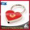 Low MOQ custom Shiny nickel red heart shape lock keychain