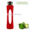 hot selling glass water bottle with colorful silicone sleeve 100% BPA free and food grade