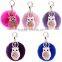 In Stock 8CM Rabbit Fluffy Ball Keychain Owl Rhinestone Cute Fur Ball KeyChain For Car Key Ring Car Ornaments Bag Pendant