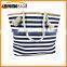 Striped beach town canvas tote bag with rope handles