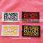 Gold color twill number embroidery patch with trim