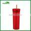2016 Custom Items Double Wall Coke Cup Plastic Coffee Advertising Mug with Straw & Cap used on Beach