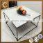 Cheap modern carrara white marble top black steel coffee table
