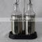 2 pieces mat shinning stainless steel coated Small customized glass bottle for oil or vinegar with Plastic Stand