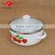 White enamel cooking pot with beautiful can custom decals