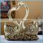gold resin swan couple decoration, resin statues