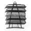 2017 amazon popular design 5 layers black metal mesh desk file holder