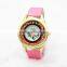 2017 round dial vogue women's sexy quartz watch with crystal diamond