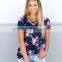 customize t shirt cheap Criss Cross Fancy Floral Tunic Tops