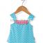 Wholesale kids swimwear girls flower printed swimming wear sleeveless top-blue